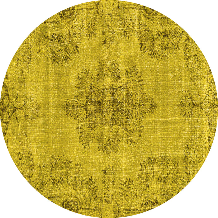 Round Machine Washable Persian Yellow Traditional Rug, wshtr3331yw