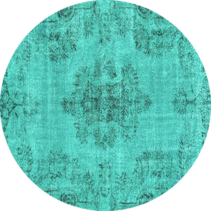 Round Machine Washable Persian Turquoise Traditional Area Rugs, wshtr3331turq