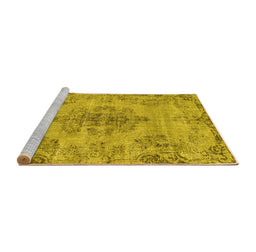 Sideview of Machine Washable Persian Yellow Traditional Rug, wshtr3331yw