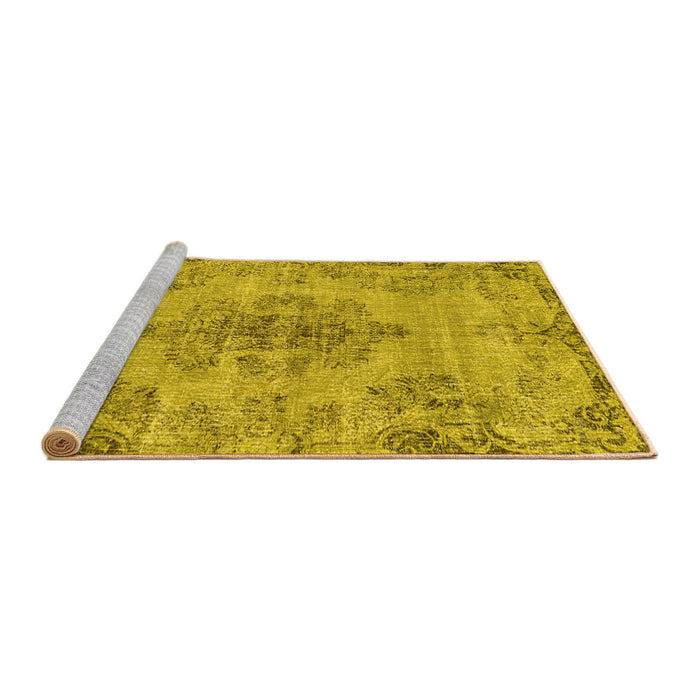 Sideview of Machine Washable Persian Yellow Traditional Rug, wshtr3331yw