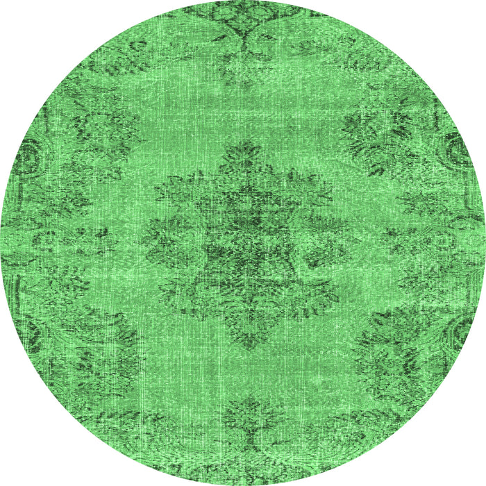 Round Persian Emerald Green Traditional Rug, tr3331emgrn