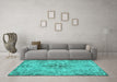 Machine Washable Persian Turquoise Traditional Area Rugs in a Living Room,, wshtr3331turq