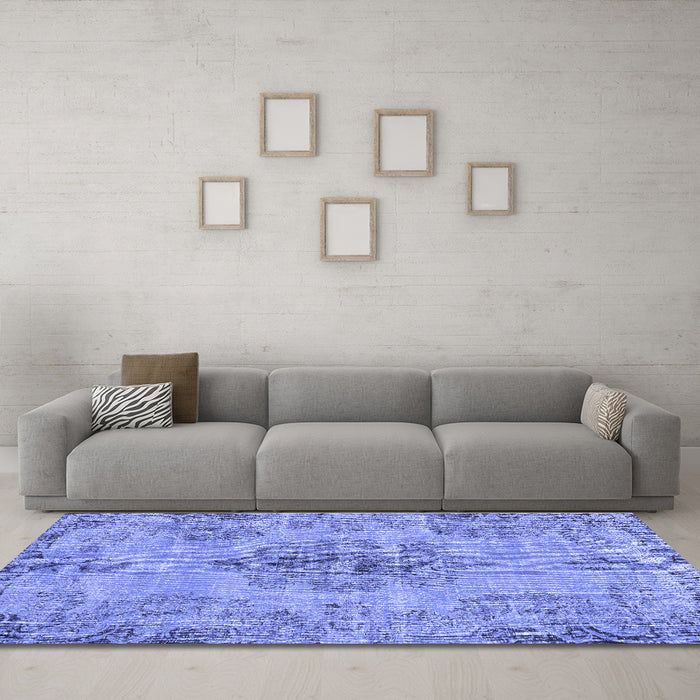 Machine Washable Persian Blue Traditional Rug in a Living Room, wshtr3331blu