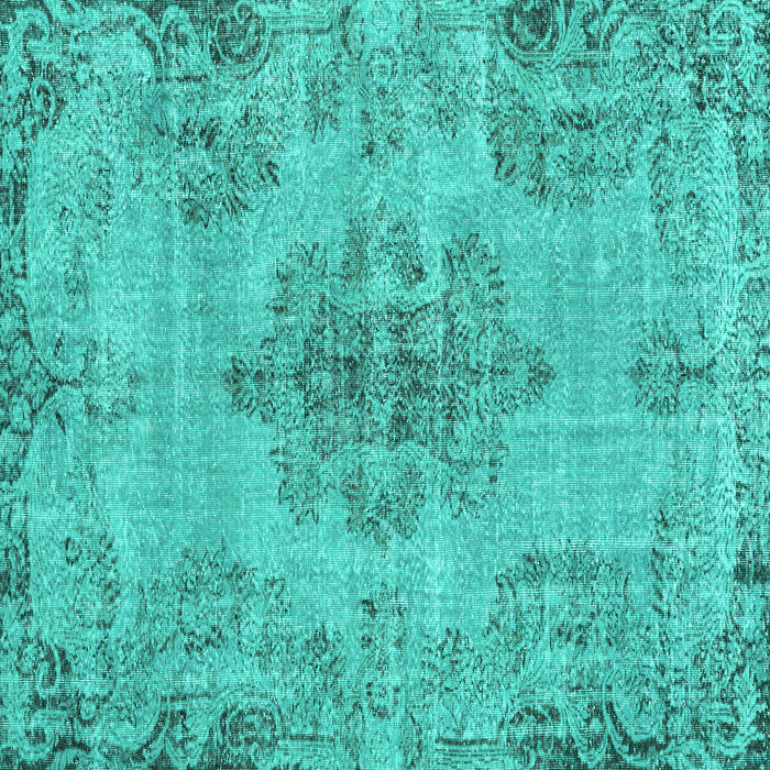 Square Machine Washable Persian Turquoise Traditional Area Rugs, wshtr3331turq