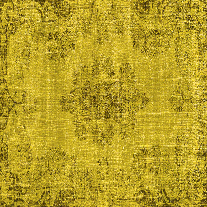 Square Machine Washable Persian Yellow Traditional Rug, wshtr3331yw