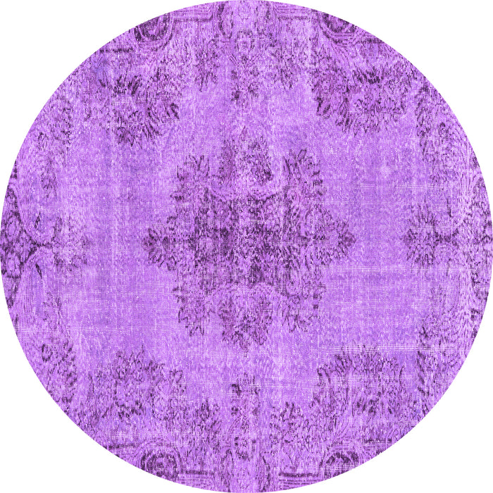 Round Machine Washable Persian Purple Traditional Area Rugs, wshtr3331pur