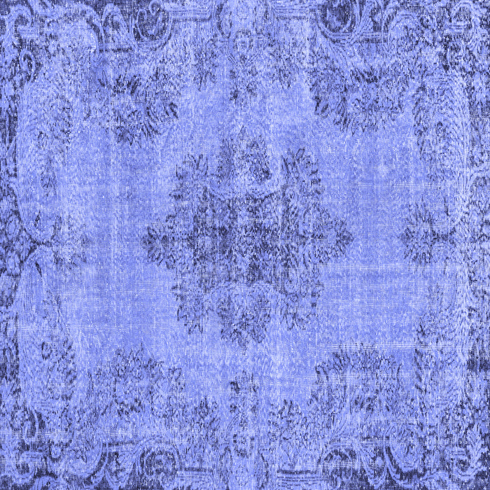 Square Machine Washable Persian Blue Traditional Rug, wshtr3331blu