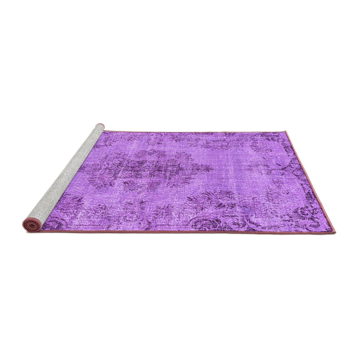 Sideview of Machine Washable Persian Purple Traditional Area Rugs, wshtr3331pur