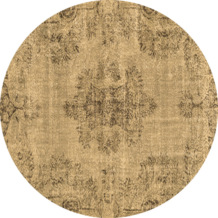 Round Persian Brown Traditional Rug, tr3331brn