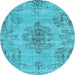 Round Persian Light Blue Traditional Rug, tr3331lblu