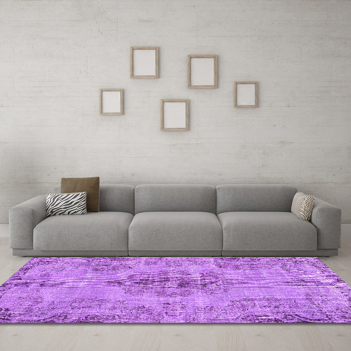 Machine Washable Persian Purple Traditional Area Rugs in a Living Room, wshtr3331pur