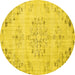 Round Machine Washable Persian Yellow Traditional Rug, wshtr3332yw