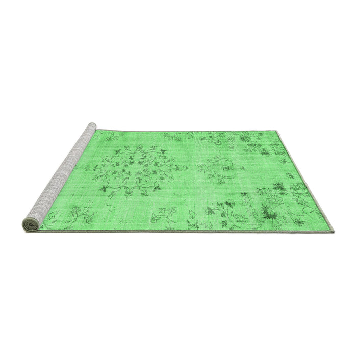 Sideview of Machine Washable Persian Emerald Green Traditional Area Rugs, wshtr3332emgrn