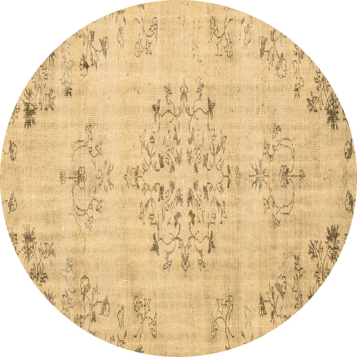 Round Machine Washable Persian Brown Traditional Rug, wshtr3332brn