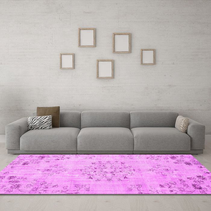 Machine Washable Persian Pink Traditional Rug in a Living Room, wshtr3332pnk
