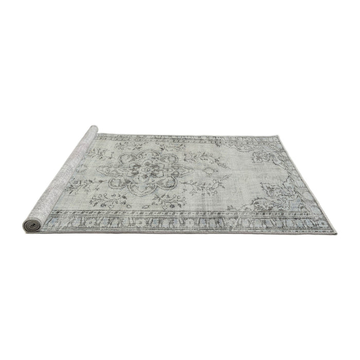 Sideview of Machine Washable Traditional Dark Gray Rug, wshtr3333