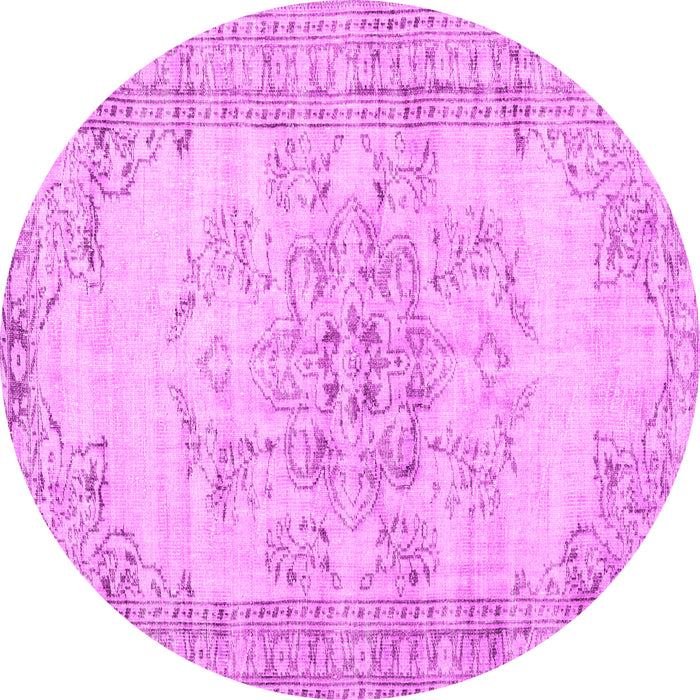 Round Machine Washable Persian Pink Traditional Rug, wshtr3333pnk