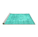 Sideview of Machine Washable Persian Turquoise Traditional Area Rugs, wshtr3333turq