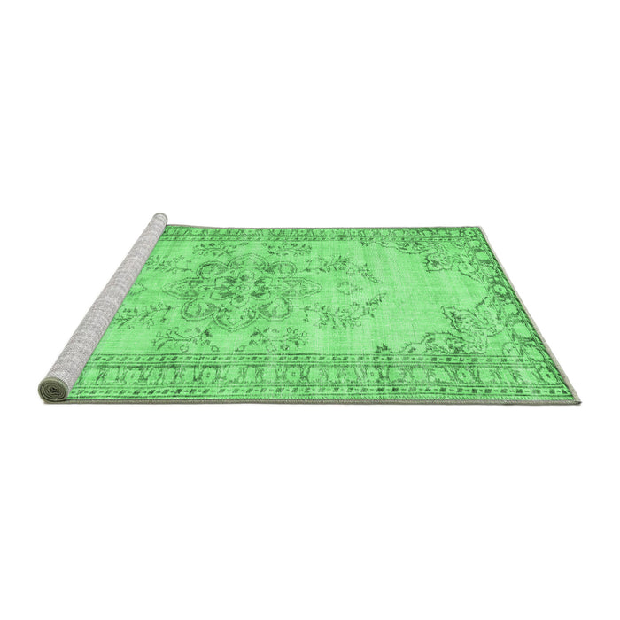 Sideview of Machine Washable Persian Emerald Green Traditional Area Rugs, wshtr3333emgrn
