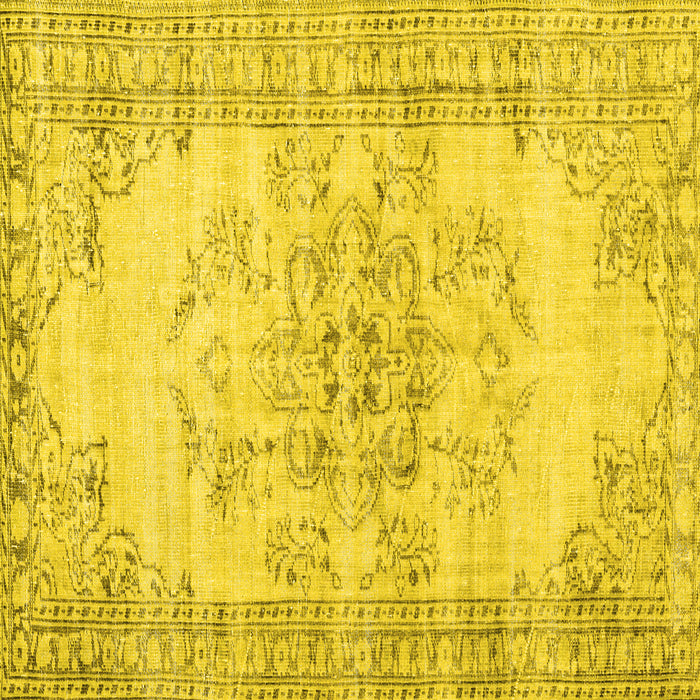 Square Machine Washable Persian Yellow Traditional Rug, wshtr3333yw