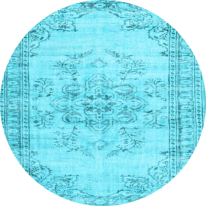 Round Machine Washable Persian Light Blue Traditional Rug, wshtr3333lblu