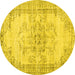 Round Machine Washable Persian Yellow Traditional Rug, wshtr3333yw