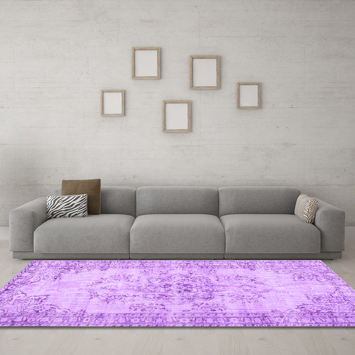 Machine Washable Persian Purple Traditional Area Rugs in a Living Room, wshtr3333pur