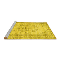 Sideview of Machine Washable Persian Yellow Traditional Rug, wshtr3333yw