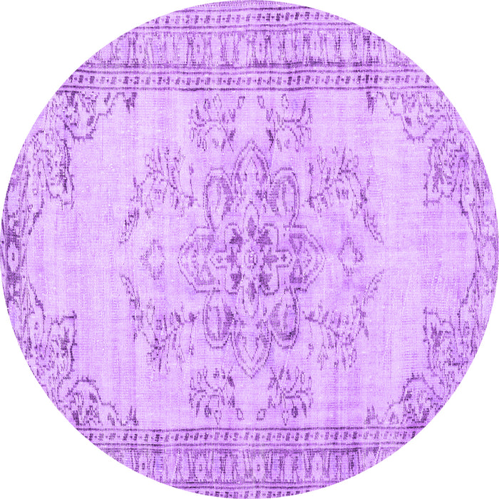 Round Machine Washable Persian Purple Traditional Area Rugs, wshtr3333pur