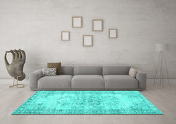 Machine Washable Persian Turquoise Traditional Area Rugs in a Living Room,, wshtr3333turq