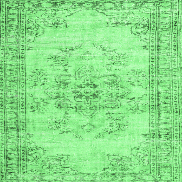 Square Machine Washable Persian Emerald Green Traditional Area Rugs, wshtr3333emgrn