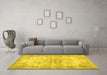 Machine Washable Persian Yellow Traditional Rug in a Living Room, wshtr3333yw