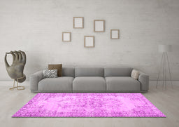 Machine Washable Persian Pink Traditional Rug in a Living Room, wshtr3333pnk