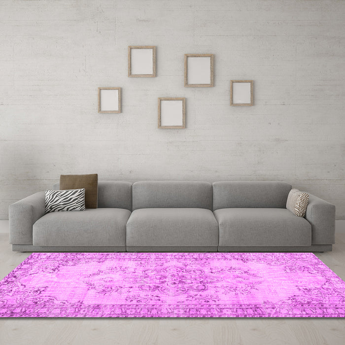 Machine Washable Persian Pink Traditional Rug in a Living Room, wshtr3333pnk