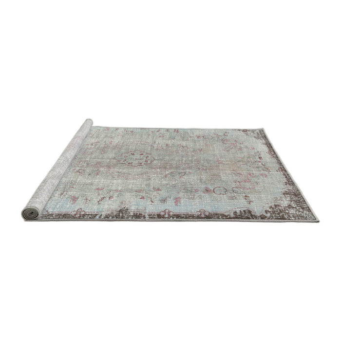 Sideview of Machine Washable Traditional Grey Gray Rug, wshtr3334