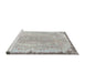 Sideview of Machine Washable Traditional Grey Gray Rug, wshtr3334