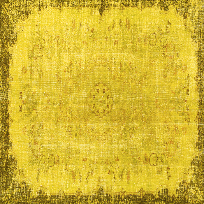Square Machine Washable Persian Yellow Traditional Rug, wshtr3334yw