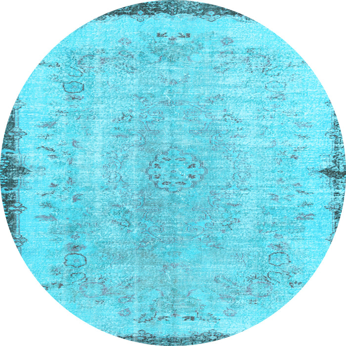 Round Machine Washable Persian Light Blue Traditional Rug, wshtr3334lblu