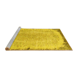 Sideview of Machine Washable Persian Yellow Traditional Rug, wshtr3334yw