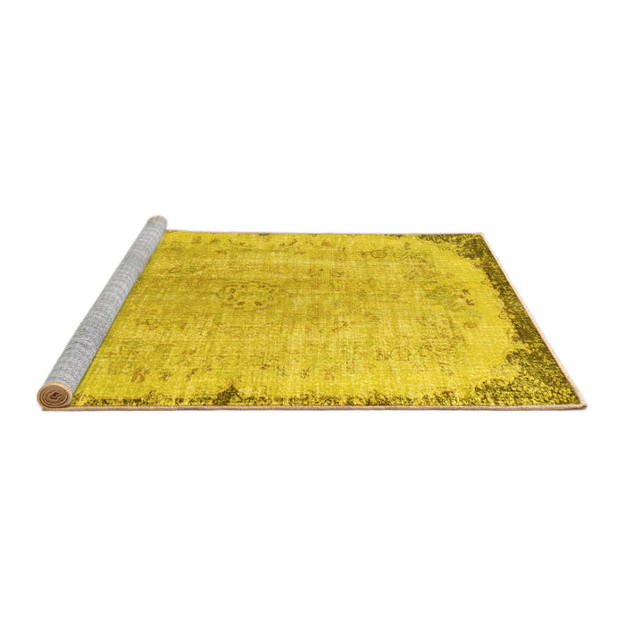Sideview of Machine Washable Persian Yellow Traditional Rug, wshtr3334yw