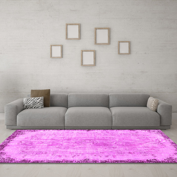 Machine Washable Persian Pink Traditional Rug in a Living Room, wshtr3334pnk
