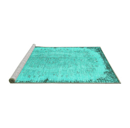 Sideview of Machine Washable Persian Turquoise Traditional Area Rugs, wshtr3334turq