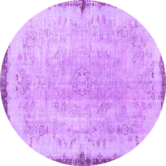 Round Machine Washable Persian Purple Traditional Area Rugs, wshtr3334pur