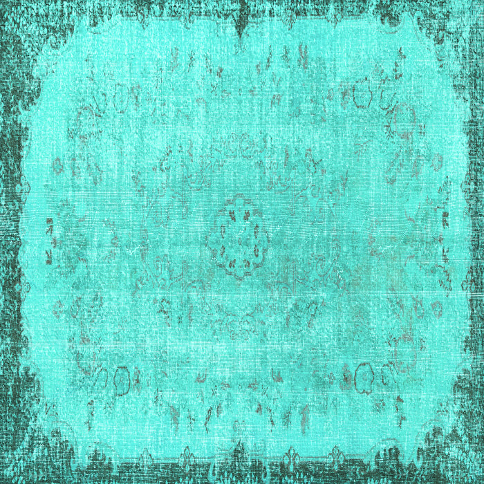 Square Machine Washable Persian Turquoise Traditional Area Rugs, wshtr3334turq