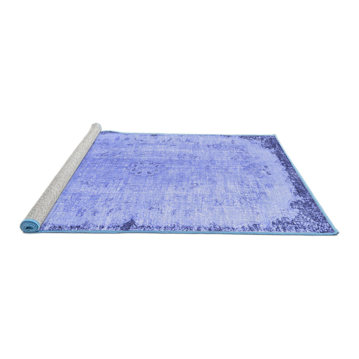 Sideview of Machine Washable Persian Blue Traditional Rug, wshtr3334blu