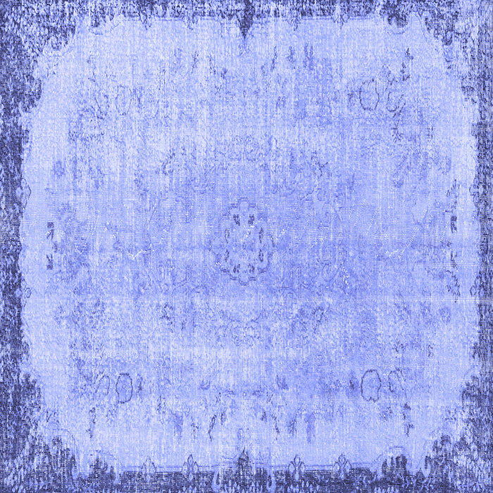 Square Machine Washable Persian Blue Traditional Rug, wshtr3334blu