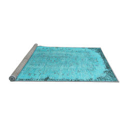 Sideview of Machine Washable Persian Light Blue Traditional Rug, wshtr3334lblu