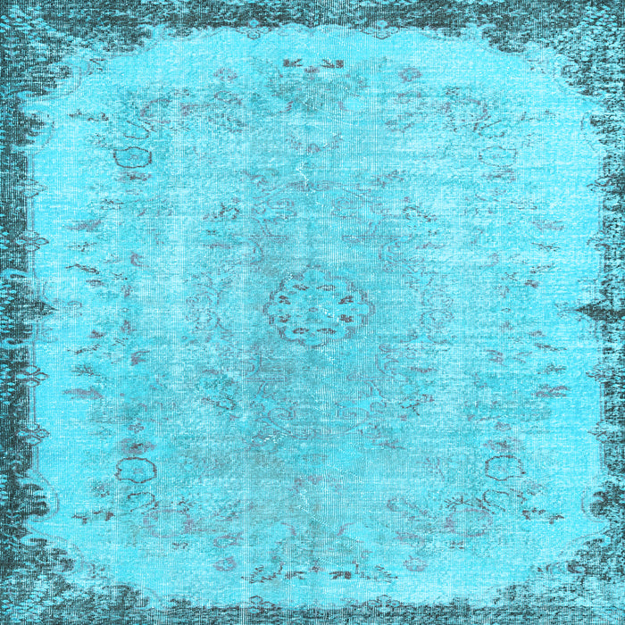 Square Machine Washable Persian Light Blue Traditional Rug, wshtr3334lblu