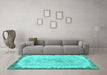 Machine Washable Persian Turquoise Traditional Area Rugs in a Living Room,, wshtr3334turq