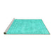 Sideview of Machine Washable Persian Turquoise Traditional Area Rugs, wshtr3335turq